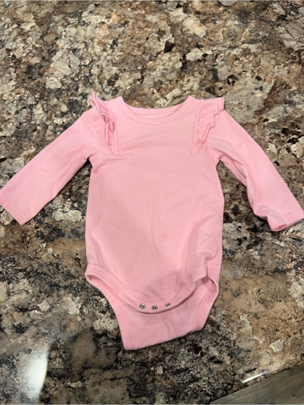 Cat & Jack Light Pink Long-Sleeve Ruffle Shoulder Bodysuit